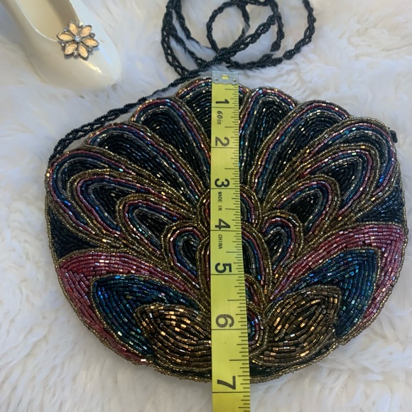 Vintage design black beaded crossbody ladies bag LNWOT +++ - Picture 7 of 9